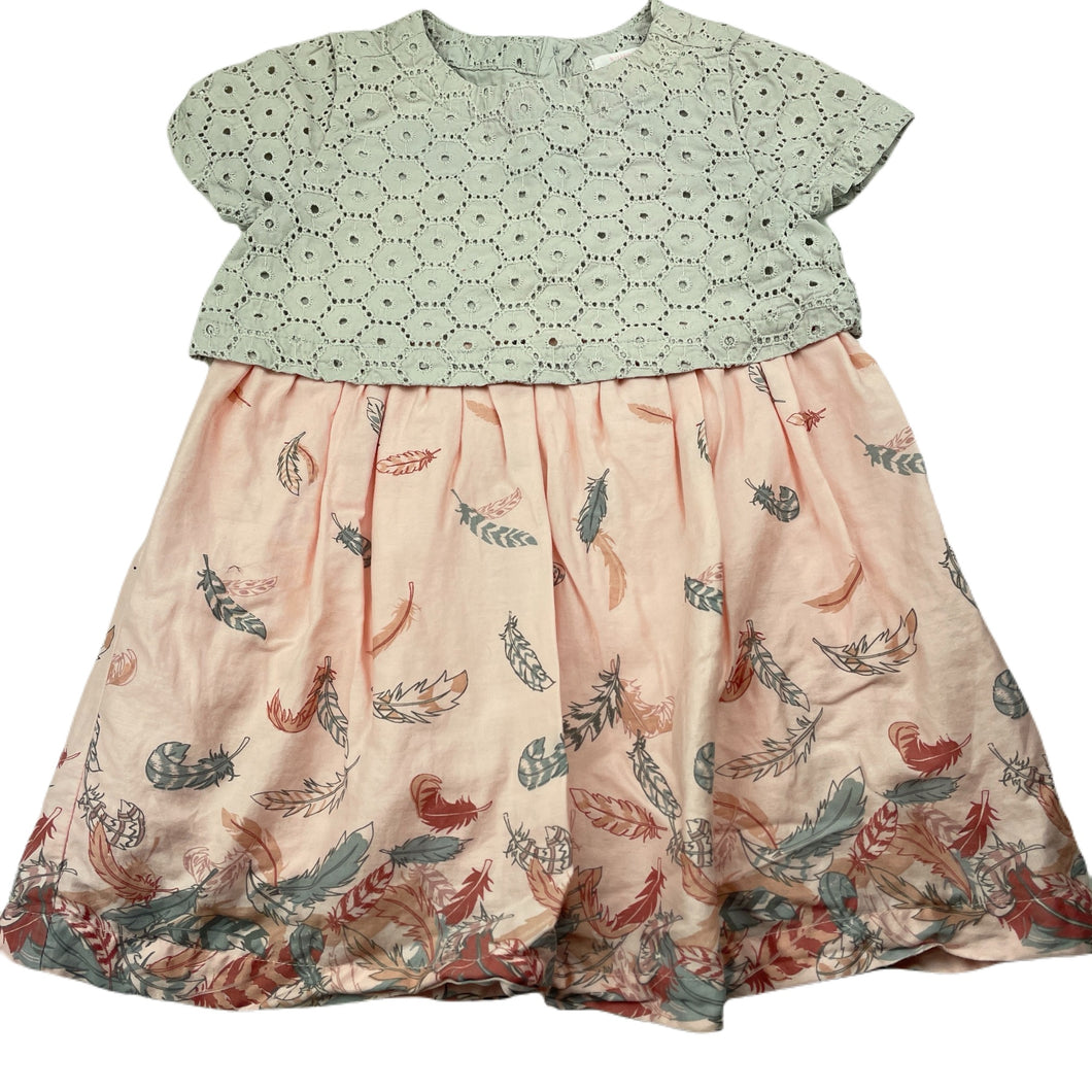 Girls Pumpkin Patch, lined cotton dress, feathers, EUC, size 1, L: 45cm
