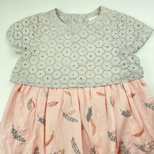 Load image into Gallery viewer, Girls Pumpkin Patch, lined cotton dress, feathers, EUC, size 1, L: 45cm