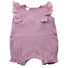 Load image into Gallery viewer, Girls Baby Berry, pointelle cotton ruffle romper, GUC, size 00,  
