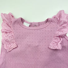 Load image into Gallery viewer, Girls Baby Berry, pointelle cotton ruffle romper, GUC, size 00,  