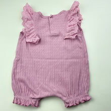 Load image into Gallery viewer, Girls Baby Berry, pointelle cotton ruffle romper, GUC, size 00,  