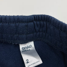 Load image into Gallery viewer, unisex Anko, navy fleece lined track pants, elasticated, Inside leg: 28.5cm, GUC, size 2,  