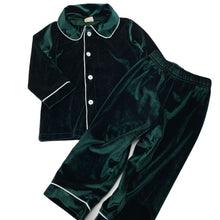 Load image into Gallery viewer, unisex KIDS TALES, green velvet pyjama top &amp; bottoms, EUC, size 2,  