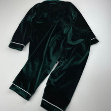 Load image into Gallery viewer, unisex KIDS TALES, green velvet pyjama top &amp; bottoms, EUC, size 2,  