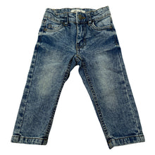 Load image into Gallery viewer, unisex Cotton On, blue stretch denim jeans, adjustable, Inside leg: 25cm, GUC, size 1,  