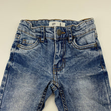 Load image into Gallery viewer, unisex Cotton On, blue stretch denim jeans, adjustable, Inside leg: 25cm, GUC, size 1,  