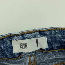 Load image into Gallery viewer, unisex Cotton On, blue stretch denim jeans, adjustable, Inside leg: 25cm, GUC, size 1,  