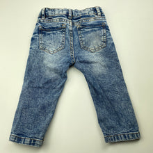 Load image into Gallery viewer, unisex Cotton On, blue stretch denim jeans, adjustable, Inside leg: 25cm, GUC, size 1,  
