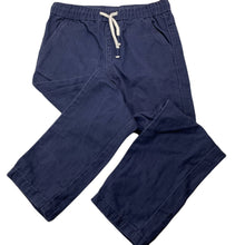 Load image into Gallery viewer, Boys navy, cotton pants, elasticated, Inside leg: 46cm, labels removed, W: 28cm across unstretched, GUC, size 5-7,  