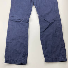 Load image into Gallery viewer, Boys navy, cotton pants, elasticated, Inside leg: 46cm, labels removed, W: 28cm across unstretched, GUC, size 5-7,  