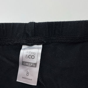 Girls Clothing & Co, black stretchy leggings, Inside leg: 48cm, GUC, size 8,  