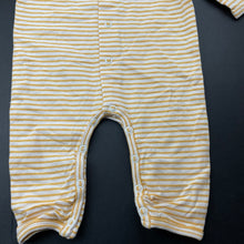 Load image into Gallery viewer, unisex Baby Berry, yellow stripe stretchy romper, NEW, size 00,  