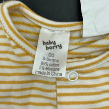 Load image into Gallery viewer, unisex Baby Berry, yellow stripe stretchy romper, NEW, size 00,  
