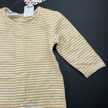 Load image into Gallery viewer, unisex Baby Berry, yellow stripe stretchy romper, NEW, size 00,  