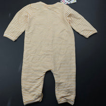 Load image into Gallery viewer, unisex Baby Berry, yellow stripe stretchy romper, NEW, size 00,  