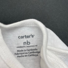 Load image into Gallery viewer, unisex Carters, white cotton singletsuit / romper, EUC, size 0000,  