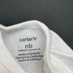 unisex Carters, white cotton singletsuit / romper, EUC, size 0000,  
