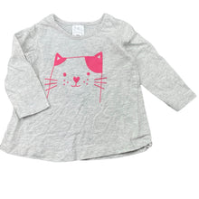 Load image into Gallery viewer, Girls Kids &amp; Co, cotton long sleeve t-shirt / top, cat, EUC, size 0,  