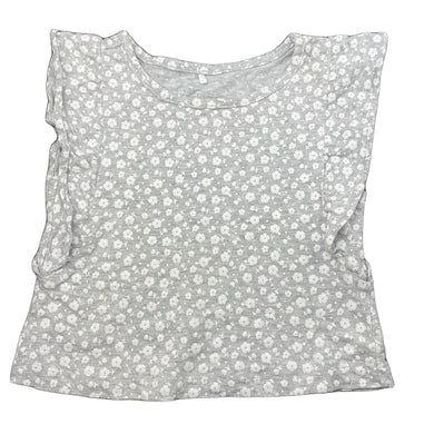 Girls H&T, grey & white floral cotton top, GUC, size 1,  