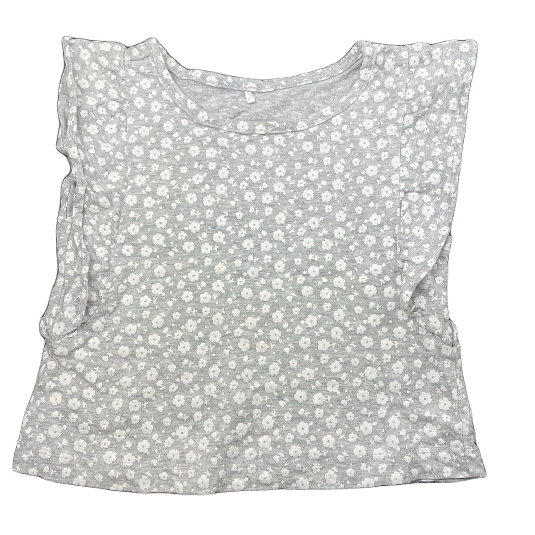 Girls H&T, grey & white floral cotton top, GUC, size 1,  