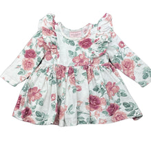 Load image into Gallery viewer, Girls Designer Kidz, stretchy floral dress / top, GUC, size 00, L: 32cm
