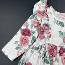 Load image into Gallery viewer, Girls Designer Kidz, stretchy floral dress / top, GUC, size 00, L: 32cm