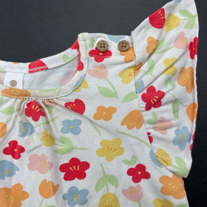 Girls Dymples, stretchy floral t-shirt / top, discolouration neck, FUC, size 0,  