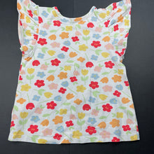 Load image into Gallery viewer, Girls Dymples, stretchy floral t-shirt / top, discolouration neck, FUC, size 0,  