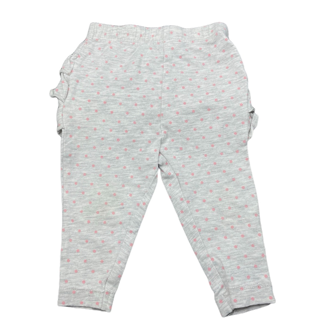 Girls Dymples, grey & pink spot ruffle leggings / bottoms, GUC, size 000,  