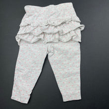 Load image into Gallery viewer, Girls Dymples, grey &amp; pink spot ruffle leggings / bottoms, GUC, size 000,  