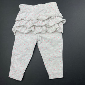 Girls Dymples, grey & pink spot ruffle leggings / bottoms, GUC, size 000,  