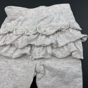 Girls Dymples, grey & pink spot ruffle leggings / bottoms, GUC, size 000,  