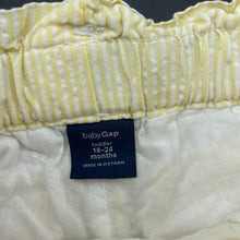 Load image into Gallery viewer, Girls GAP, lined yellow stripe cotton shorts, elasticated, GUC, size 2,  