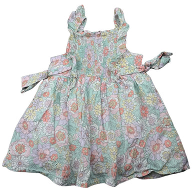 Girls Anko, lined floral cotton summer dress, GUC, size 1, L: 43cm