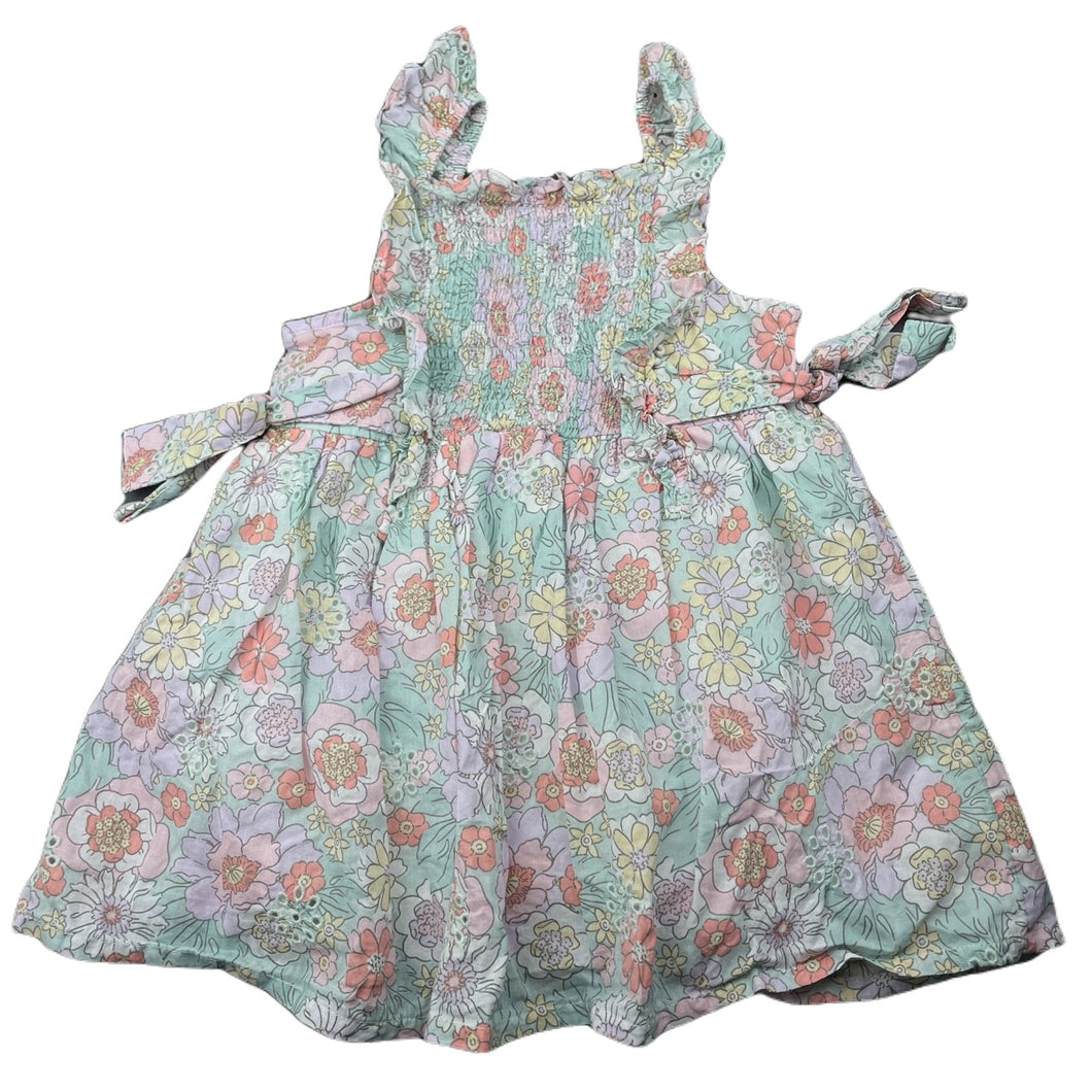 Girls Anko, lined floral cotton summer dress, GUC, size 1, L: 43cm