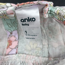 Load image into Gallery viewer, Girls Anko, lined floral cotton summer dress, GUC, size 1, L: 43cm