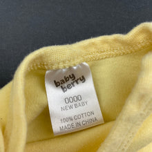 Load image into Gallery viewer, unisex Baby Berry, yellow cotton bodysuit / romper, EUC, size 0000,  