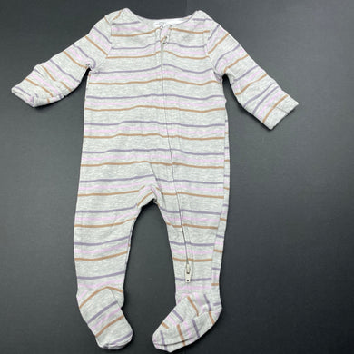 unisex Cotton On, stretchy striped zip coverall / romper, EUC, size 0000,  