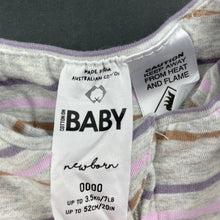 Load image into Gallery viewer, unisex Cotton On, stretchy striped zip coverall / romper, EUC, size 0000,  
