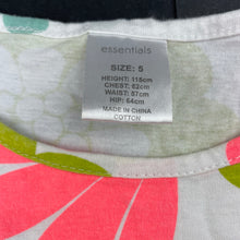 Load image into Gallery viewer, Girls Essentials, colourful floral cotton summer top, FUC, size 5,  