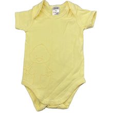Load image into Gallery viewer, unisex Target, embroidered yellow cotton bodysuit / romper, EUC, size 000,  