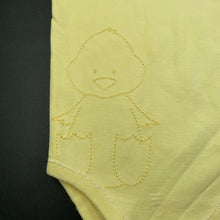 Load image into Gallery viewer, unisex Target, embroidered yellow cotton bodysuit / romper, EUC, size 000,  