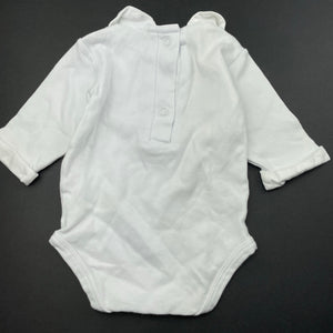 unisex Poupon, cotton bodysuit / romper, embroidered collar, EUC, size 0000,  