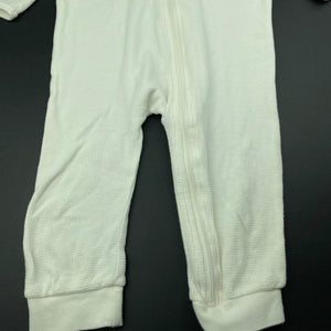 unisex Baby Berry, white waffle cotton zip romper, EUC, size 2,  