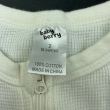 Load image into Gallery viewer, unisex Baby Berry, white waffle cotton zip romper, EUC, size 2,  