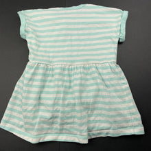 Load image into Gallery viewer, Girls Steiff, stretchy striped romper dress, teddy bear, EUC, size 000,  