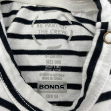 Load image into Gallery viewer, unisex Bonds, striped Australian cotton t-shirt / top, EUC, size 000,  