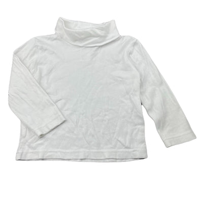 Girls Anko, white cotton roll neck top / skivvy, GUC, size 1,  
