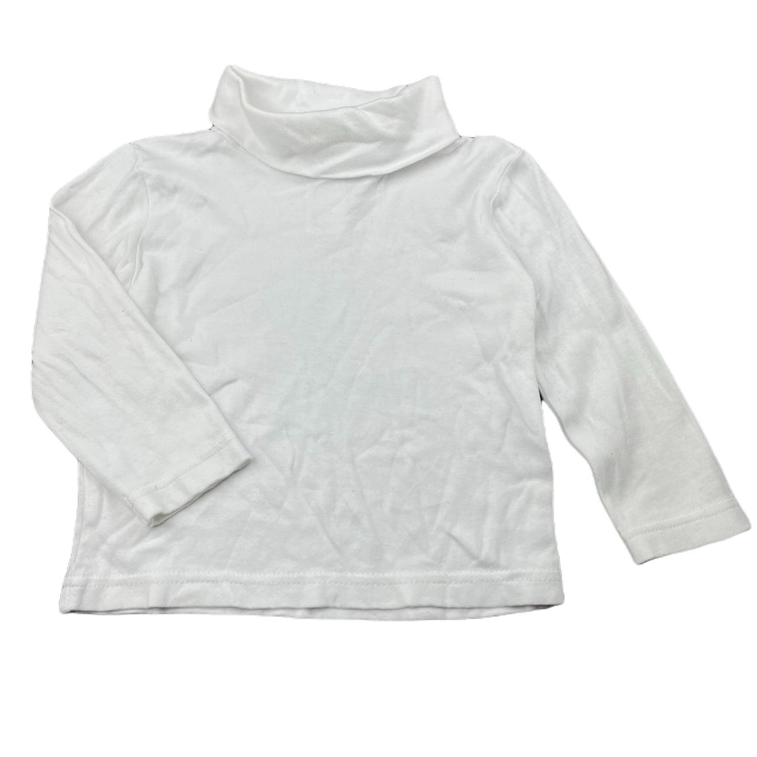 Girls Anko, white cotton roll neck top / skivvy, GUC, size 1,  