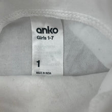 Load image into Gallery viewer, Girls Anko, white cotton roll neck top / skivvy, GUC, size 1,  